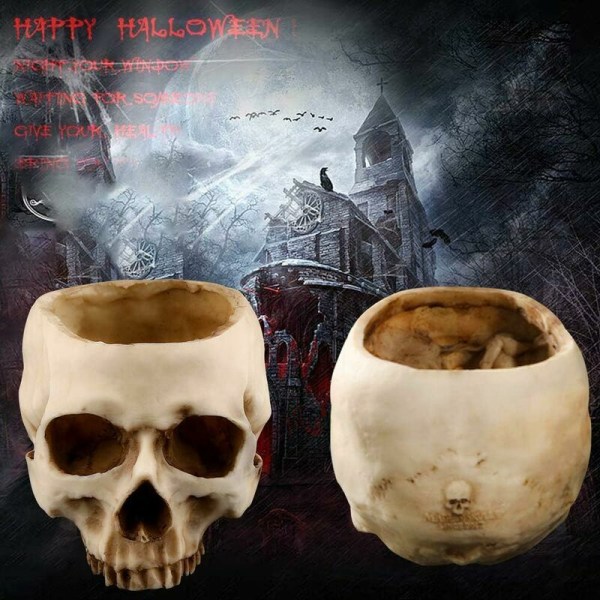 Totenkopf Halloween Harts Kunstharts Totenkopf Aschenbecher Gothic Deko Totenkopffiguren Multifunktionale Totenkopf Deko Blumentopf Bonbonschale