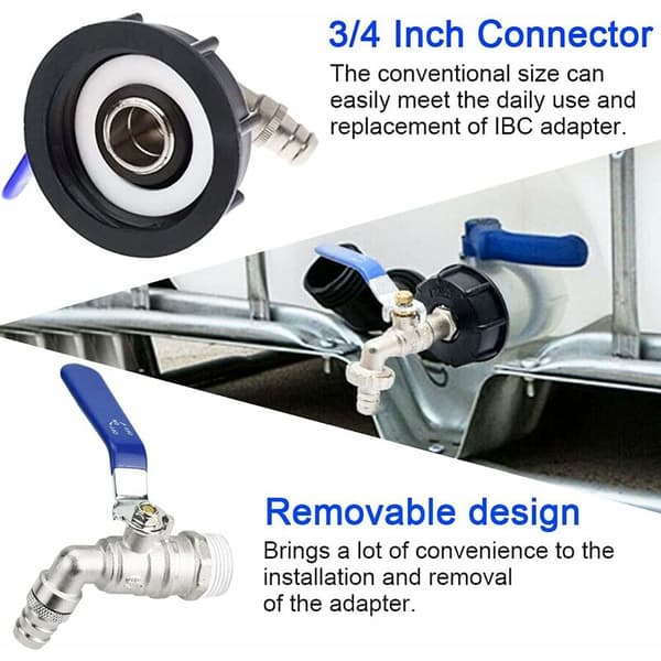 IBC tömningstankadapter S60x6 3/4'' kranventil IBC tankkranadapter tankadapter vattentankadapter kulventil