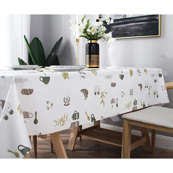 Tung vinyl duk för köksbord, avtorkbar PVC duk, rektangulär duk, 140*200 cm