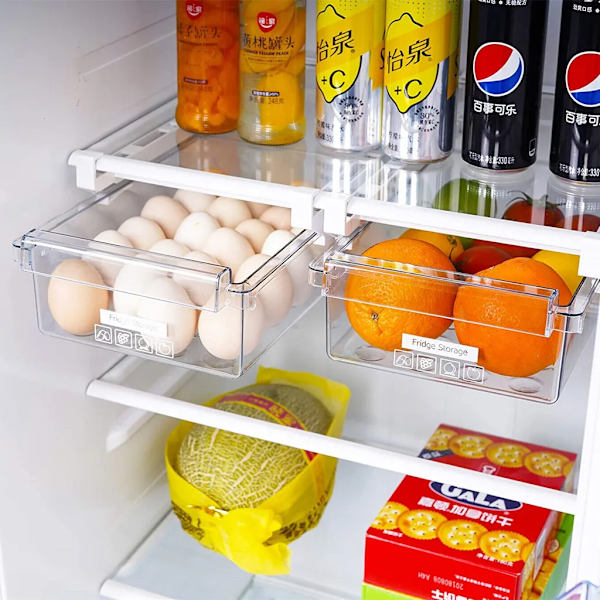 4-fack Organizer Låda Äggbricka Matbehållare Förvaringslåda Låda Utdragbar bricka Låda Space Saver Kök Organizer