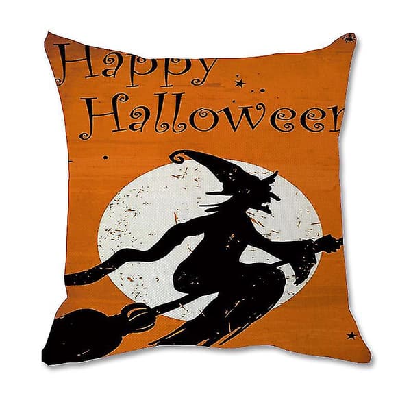 Happy Halloween Pumpa, Bat och Häxa Linne Kuddfodral Pumpa Kuddfodral