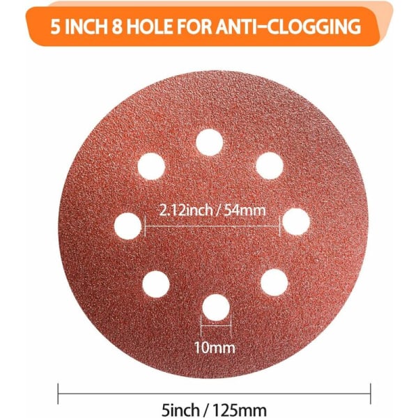 Bcc 100 st 8-hålshjul 5" 1000 för Orbital Sander