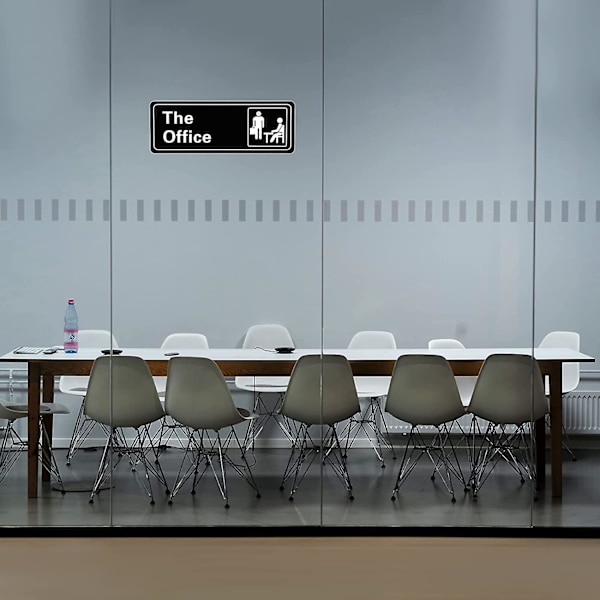 Kontorsskylt Akryldörrpanel Självhäftande Skylt Lätt att Installera 3,2x9x0,2 Tum (Svart och Vit)