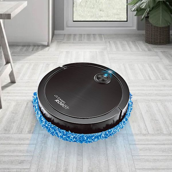 Moppningsrobot + 2 städdukar Svart