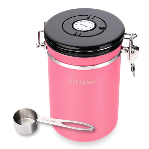 Schramm® kaffeburk 1800 ml i 10 färger med doseringssked Höjd: 19cm Kaffeburkar Kaffebehållare i rostfritt stål, färg:rosa