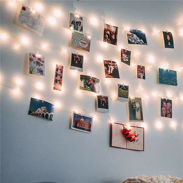 Koppartråd Clip LED Creative String Lights USB Med Switch Foto Väggdekor Clip Lamp Pendel 2 Meter 20 Lights