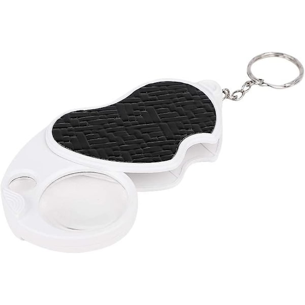 Bärbar Mini Fällbar LED Ljus Förstoringsglas med Nyckelring (Svart)