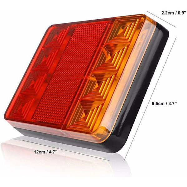 2 st vattentäta 8 LED bakljus röd gul bakljus 12V för släpvagn lastbil båt spec.
