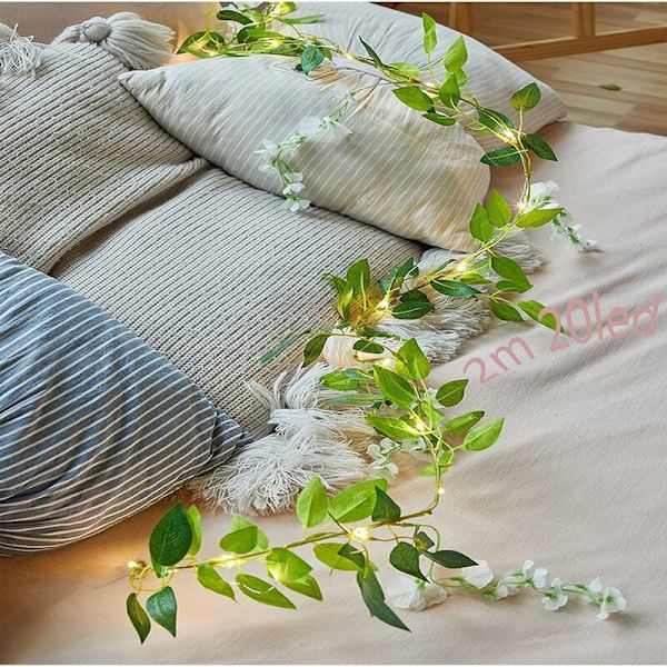 LED-slingor med konstgjord Wisteria 2m 20 LED-lampor för trädgård utomhusvägg djungelfest bröllopsbåge blomsterdekoration