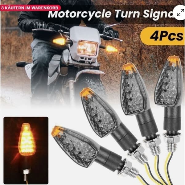 Sæt med 4 12V LED-blinklys til motorcykel, E-godkendte indikatorlys, universelle minilygter til scootere