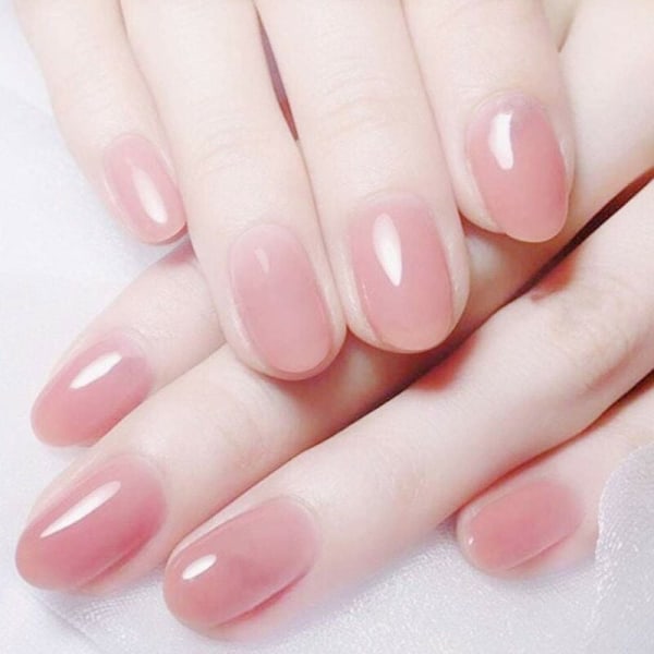 24 x konstgjorda naglar Burgundy Color Bling Glitter Gel Glänsande Finish Naturliga Korta Ovala naglar Fulltäckande Salong Nail Art för kvinnor