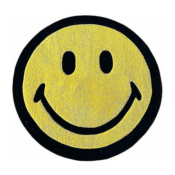 Cartoon Smiley Expression Rund Matta Dekoration Vardagsrum Sovrum Studie Maskintvättbar