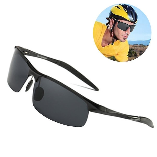 Polariserade solglasögon för män som är kompatibla med körning Fiske Golf metallglasögon (svarta)