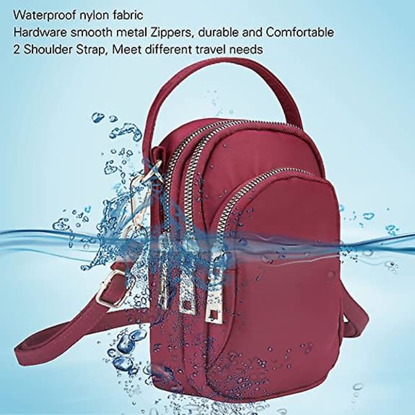 Kvinnor Vattentät Nylon Små Crossbody-väskor Mobilväska Smartphone-plånbok med Handy CarryGray
