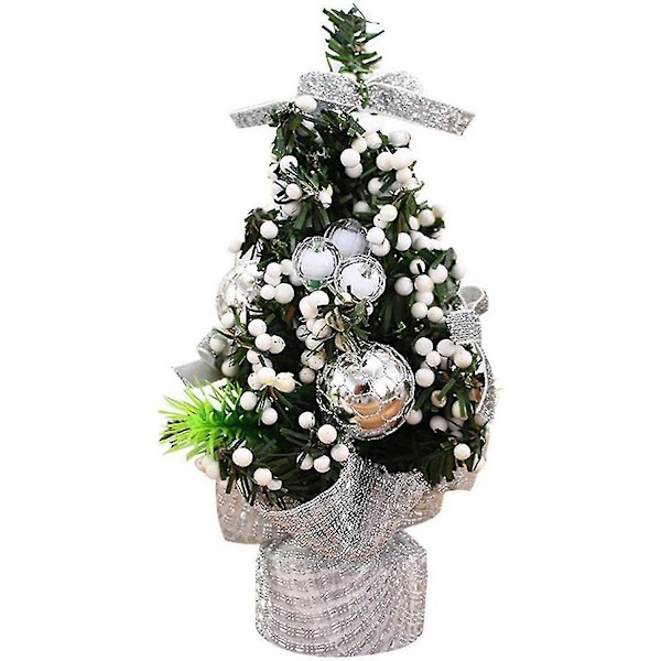 20cm Miniatyr Julgran - Konstgjord Mini Julgran För Bordsdekoration (silver)