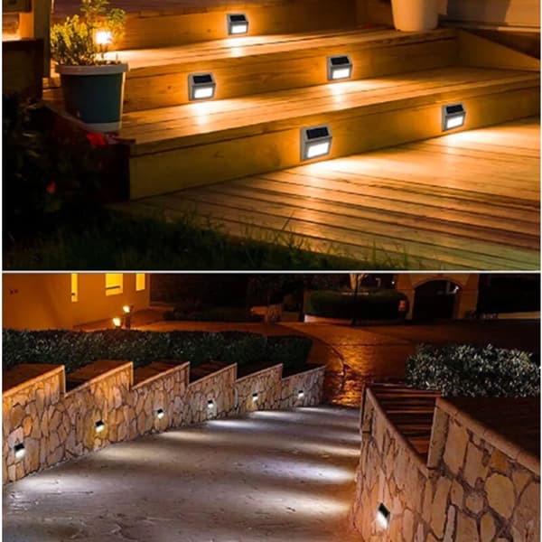 STK 3-LEDs solcellelamper væglamper hegn lys udendørs trappe lampe balkon rustfrit stål have lys