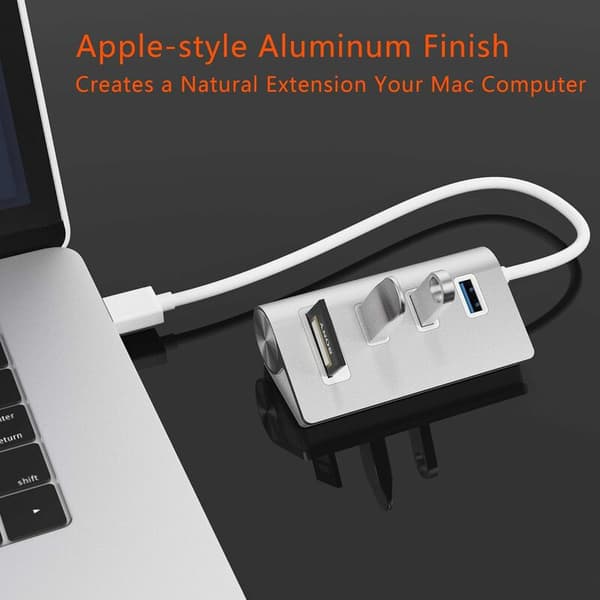 3-ports USB 3.0 USB-drevet med SD/Micro SD-kortlæserkombination til iMac, MacBook, MacBook Air, MacBook Pro, Mac Mini, PC og bærbare computere