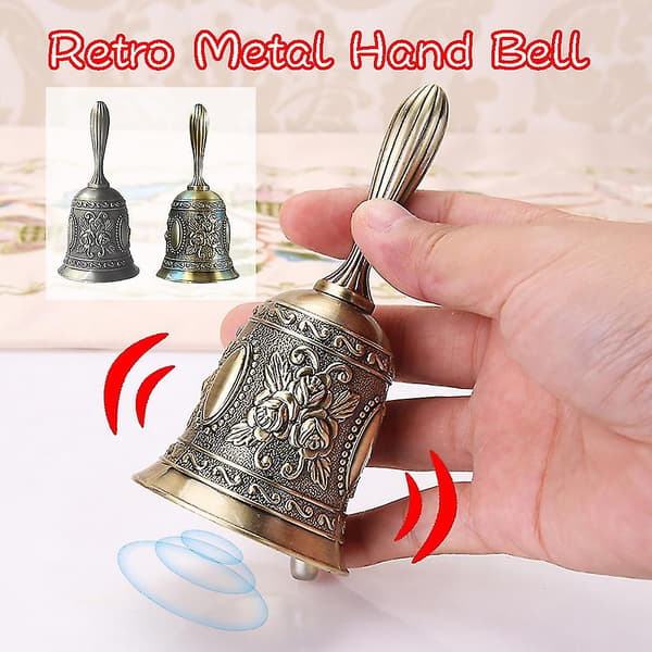 Retro Metallisk Koppar Skolmatsal Handklocka Teklocka Handhållen