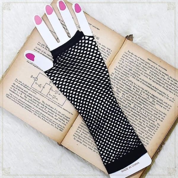 Fishnet Handsker, Sorte Fishnet Lange Handsker Fest Tilbehør Sort Nylon Fingerløse