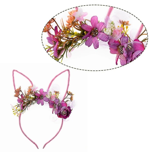 Påskhare öron Pannband med blomma tiara för kvinnor flickor