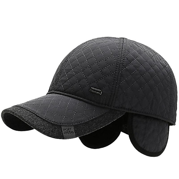 Vinter Tjock Baseball Cap för herr Varm öronkåpa, grå