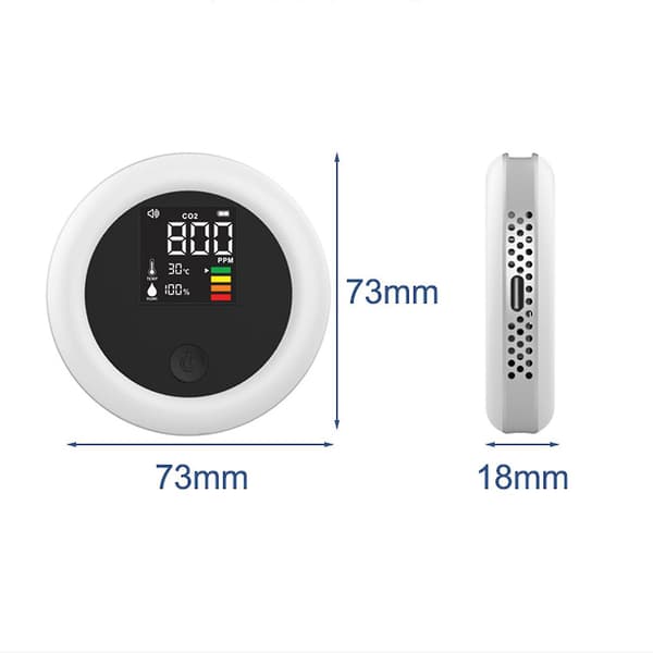 3 i 1 koldioxidmätare Mini Co2-detektor Luftkvalitetsmonitor 400-5000 Ppm Yo (svart)