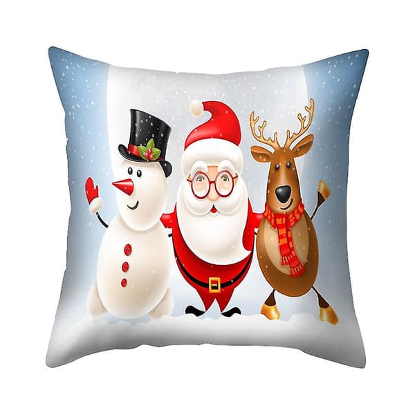 Jultryckt Kuddfodral Polyester Soffa Bil Kuddeöverdrag Heminredning 4st