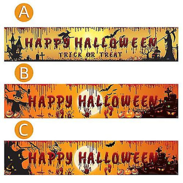 Glad Halloween Hängande Banner Flagga Fest Fira Hopvikbar Hem Utomhus Dekoration（C）