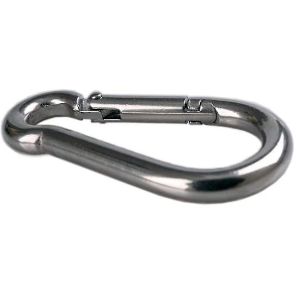 M8 Karabinhake - Rostfritt stål 304, kraftig karbinhake med snäppfäste, nyckelring för utomhuscamping, vandring, silver, 4 st
