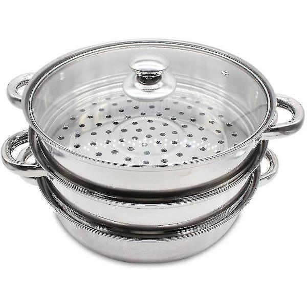 Hochwertiges 3 Etage Edelstahl Dampfgarer Dampfkocher Dampfkochtopf Set Glasdäck