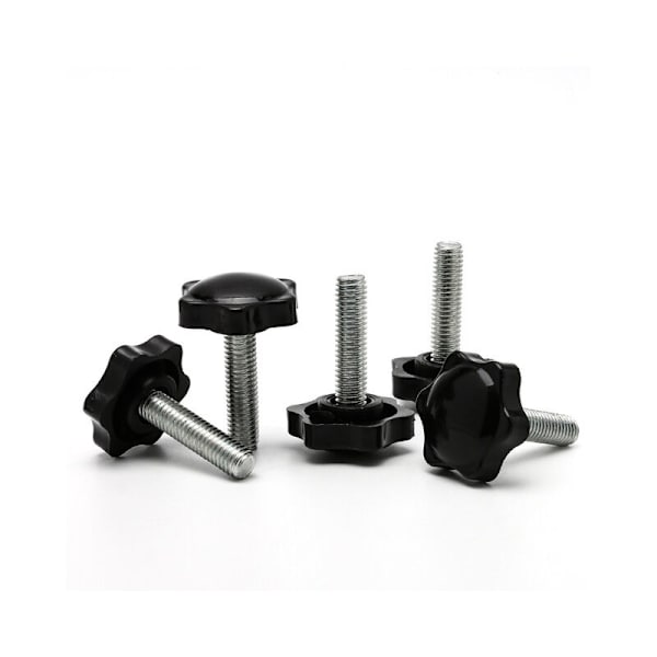 6PCS M8 x 40mm gängad stjärnknapp fästelement skruvsats svart