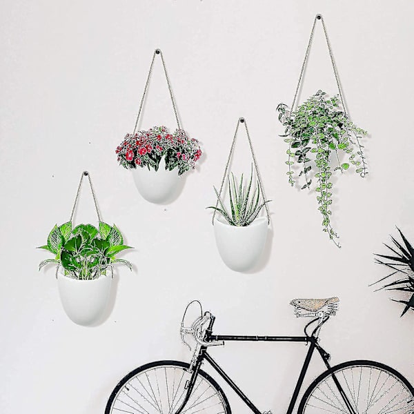 Vägghängande keramisk plantering inomhus, väggplanter set med 3 blomkrukor-9