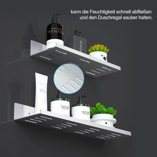 2-pack Självhäftande Duschkorg Utan Borrning Metall Duschkorg Lämplig för Badrum Sovrum Kök Vit 30/40 cm Längd