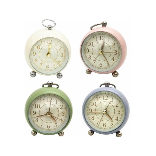Retro Antik Analog Väckarklocka Liten Silent Bedside Presentklocka - Rosa