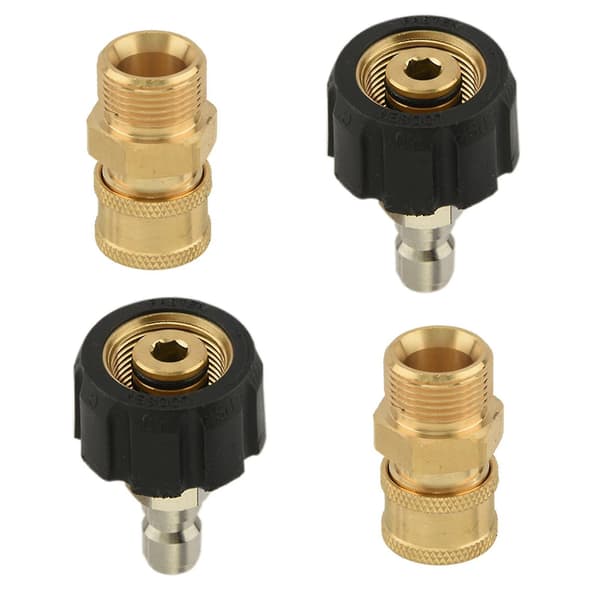 4-pack Slangadapter i Mässing för Högtryckstvätt Snabbkoppling Universal