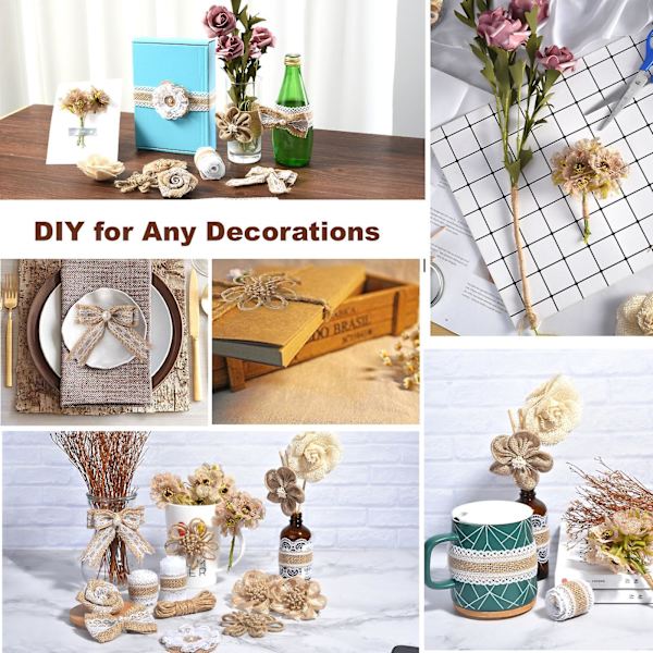 30 st Jutesäckblommor Set, För DIY Hantverk Dekoration Tillverkning Bröllopsdekoration