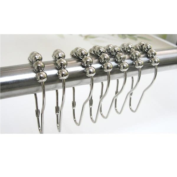 Set med 12 duschdraperikrokar (rostfritt stål, polerad krom, 12-pack)