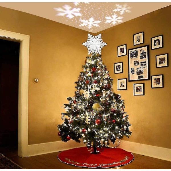 Silver Snowflake Led-projektor Julgransprydnad, Gnistrande Julgransprydnad, Gnistrande Dynamiskt Snöflingemönster, Elpowered Jul