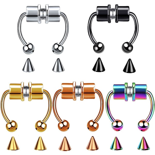 Easygnal Magnetisk Septum Næsering Hestesko Rustfrit Stål Falsk Næse Septum Ringe Ikke-gennemhullet Klips På Næse Hoop Ringe