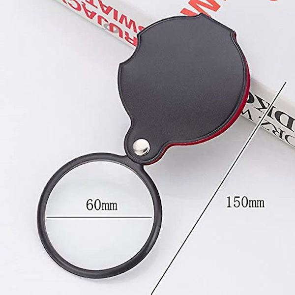 5x Mini fickförstoringsglas Fällbart fickförstoringsglas med vridbart skyddande läderfodral