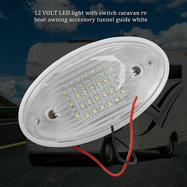 12V LED-lampa med strömbrytare för husvagn, båtmarkis, annex, vit