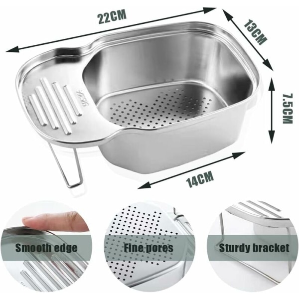 Vask Filterkurv Rustfrit stål Multifunktionelt skivefilter Køkkenvask Si forhindrer tilstopning af vasken