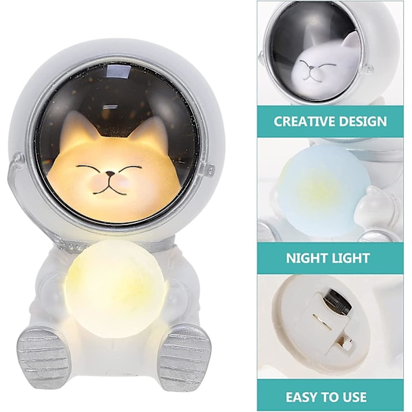 Talvipromootio, söpö avaruusmies Led-valo Usb-lamppu Usb-kissan muotoinen astronautti pöytälamppu Pieni päiväyön pöytäkoriste