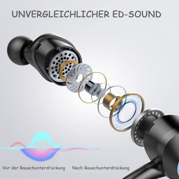 Bluetooth-sporthörlurar in-ear - 2 HD-mikrofoner - 48 timmars brusreducering