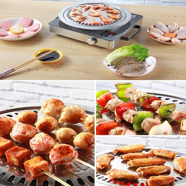 Rostfritt stål non-stick rund grill campinggrill
