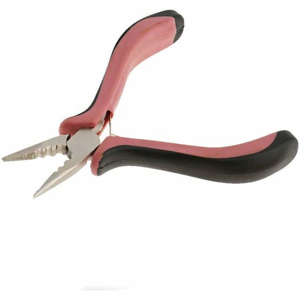Professionell hårförlängningspincett - pincett för att ta bort hårförlängningar med förlimmade mikroringar (rosa)