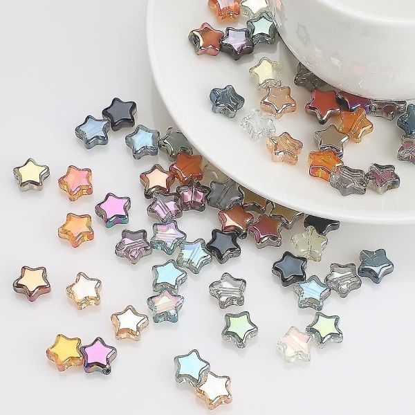 200 st Star Beads Star Glas Spacer Beads Färgglada Star Beads för smycken Armband Halsband Making, 8mm
