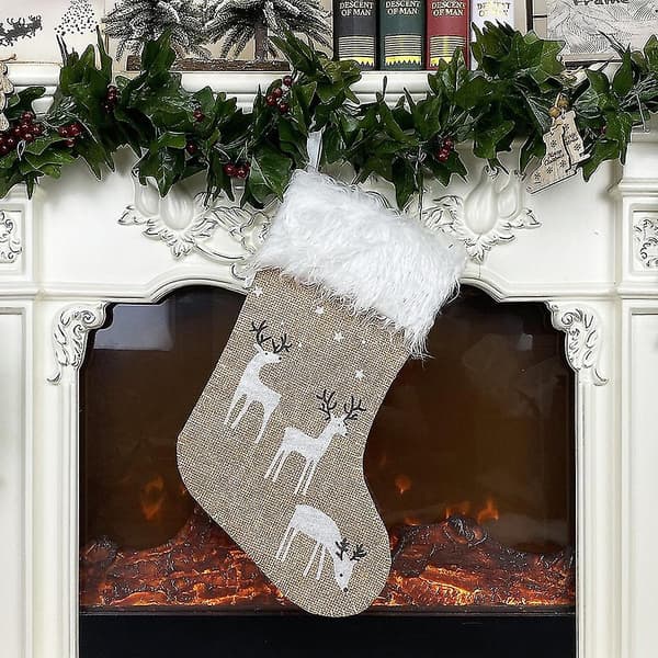 Julstrumpor för träddekoration, julstrumpa med tomte, snögubbe, strumpa