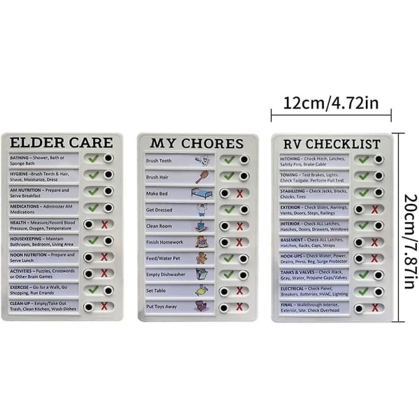 Återanvändbar husbilschecklista i plast Rutinchecklistatavla, löstagbar att-göra-lista (äldrevård)