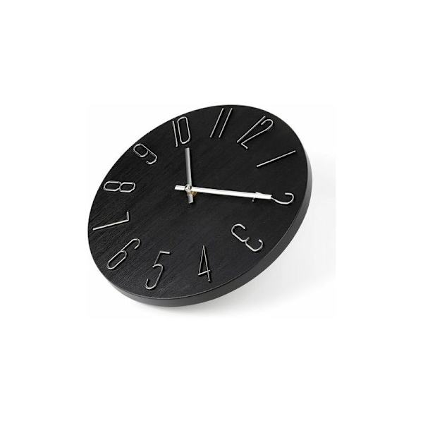 Svart väggklocka 30 cm tyst icke tickande dekorativ modern stil trä väggklocka för kontor hem sovrum skola